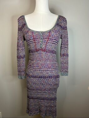 Free People bodycon knit long sleeve multi-colored midi dress